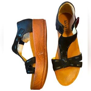 Alegria Black Strap Sandals, leather upper